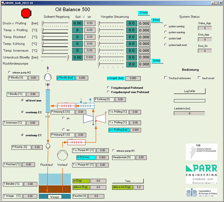Oil-Balance 500 - Bedienoberfläche Automatisierungssystem Parr Engineering - Produkt Oil-Balance 500 - Bedienoberfläche Automatisierungssystem